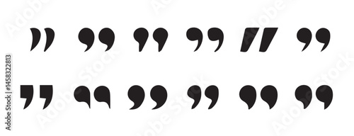 Set of quote mark. Quotes icon vector set. Quotemarks outline, speech marks, inverted commas or talking marks collection. black quotes icon set.  inverted commas symbol. vector illustration eps 10.