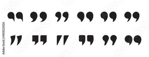 Set of quote mark. Quotes icon vector set. Quotemarks outline, speech marks, inverted commas or talking marks collection. black quotes icon set.  inverted commas symbol. vector illustration eps 10.