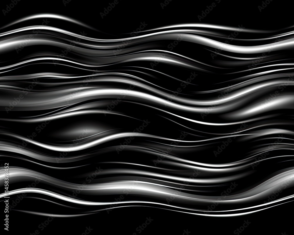 Abstract black and white wavy pattern with smooth, flowing lines Abstract black and white wavy pattern with smooth, flowing lines