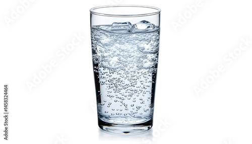 Obraz na płótnie Sweet carbonated water with ice cubes in glass isolated on white w salonie