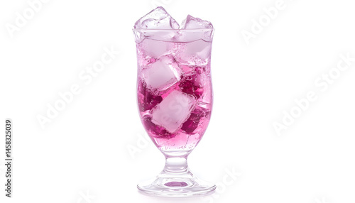 Obraz na płótnie Sweet carbonated water with ice cubes in glass isolated on white w salonie