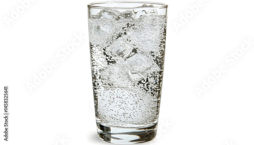 Obraz na płótnie Sweet carbonated water with ice cubes in glass isolated on white w salonie