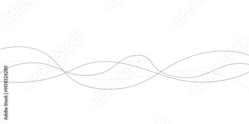 A minimalist abstract image featuring multiple, interwoven, wavy lines in varying thicknesses and dashed patterns.	