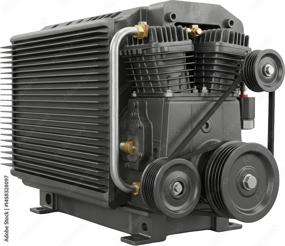 Fototapeta premium Industrial Reciprocating Air Compressor System Powerful Reliable and Efficient Machinery