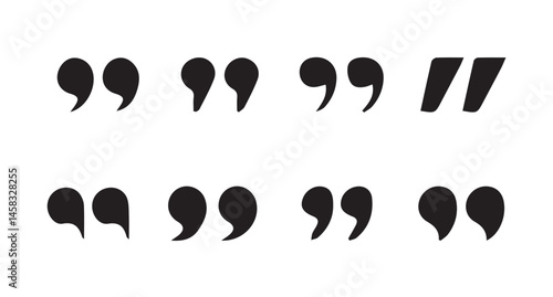uotes icon vector set. Quotemarks outline, speech marks, inverted commas or talking marks collection.Talk bubble speech icon. Quotation signs isolated on white background. Vector illustration eps 10.