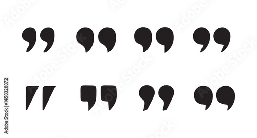 Set of quote mark. Quotes icon vector set. Quotemarks outline, speech marks, inverted commas or talking marks collection. black quotes icon set.  inverted commas symbol. vector illustration eps 10.