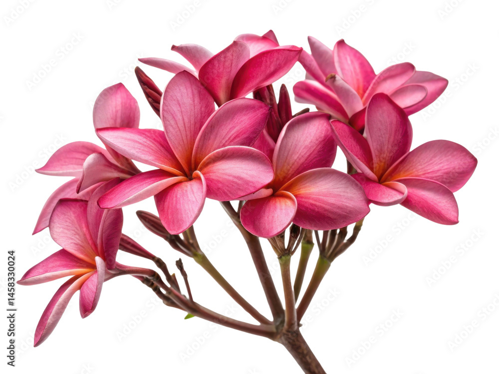 Fototapeta premium Beautiful plumeria flowers bloom in vibrant pink hues showcasing their delicate petals and inviting fragrance