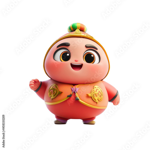 Obraz na płótnie Adorable 3D Render of a Cheerful Chinese-Style Cartoon Character w salonie