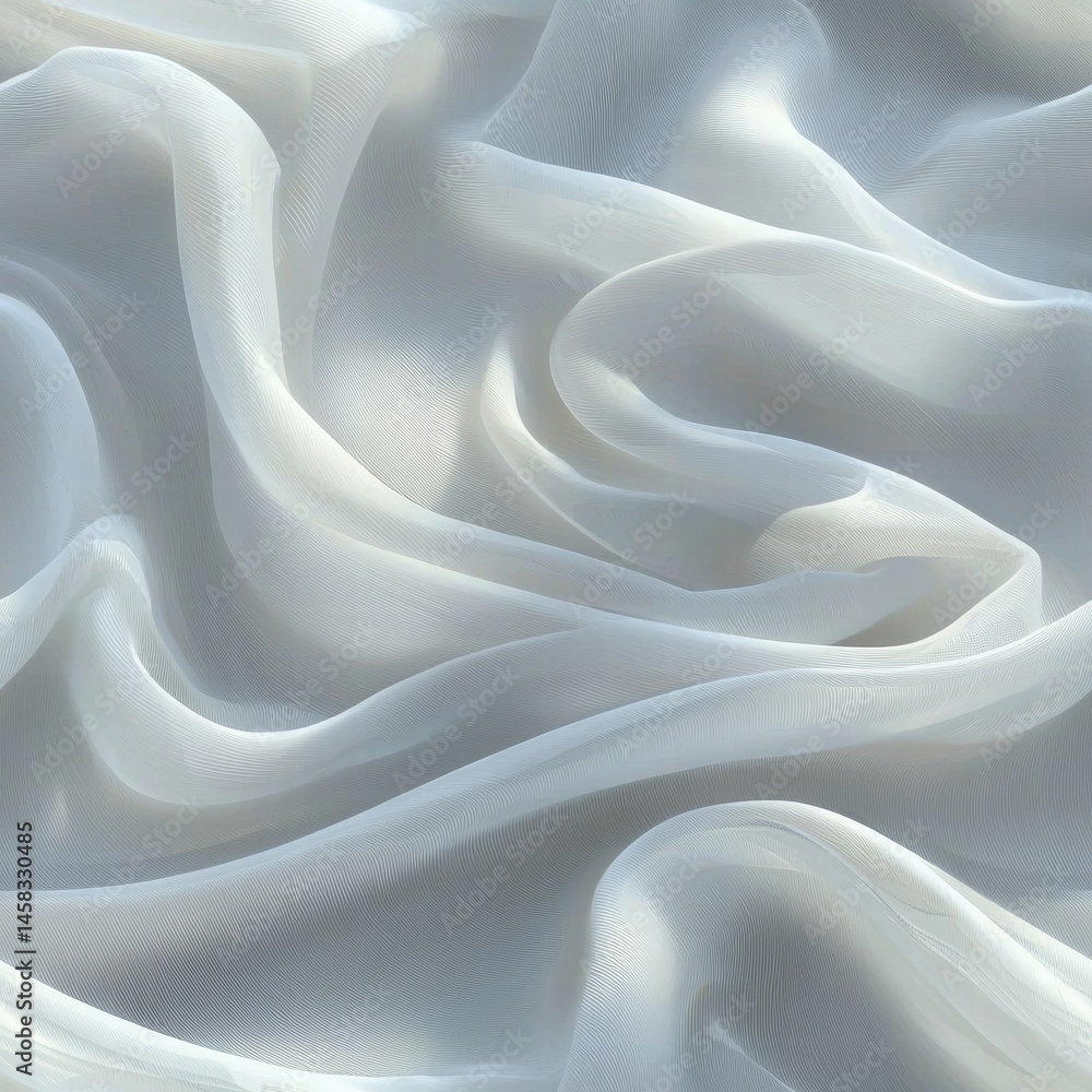 Obraz premium Smooth white fabric spread out on a white background showcasing a crisp and clean appearance