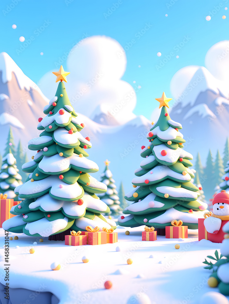 Fototapeta premium Dreamlike snowy mountain scenery