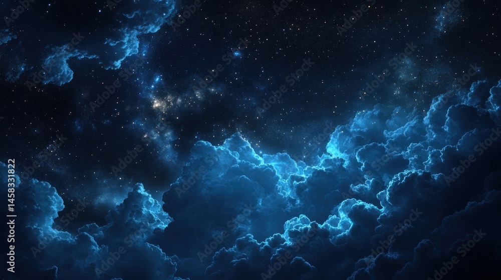 Obraz premium Night sky with luminous clouds