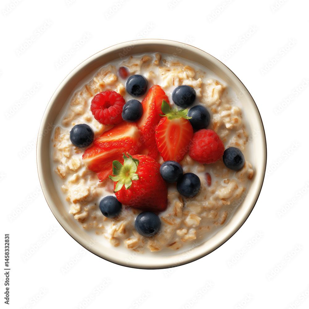 transparent PNG image of Bowl of Oatmeal with Fresh Berries transparent PNG image of Bowl of Oatmeal with Fresh Berries