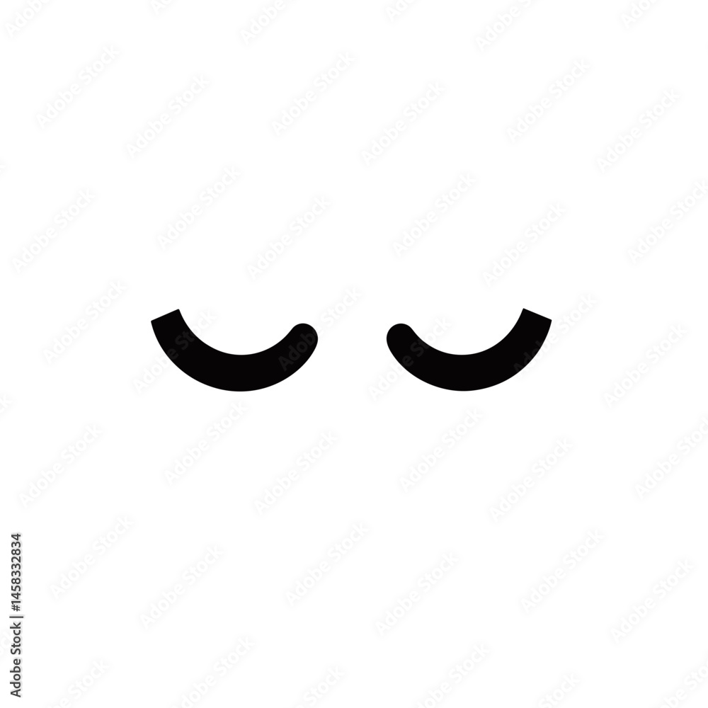 Minimalist Closed Eyes Icon on White Background Minimalist Closed Eyes Icon on White Background