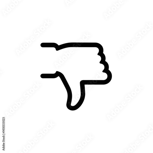 Dislike Icon - Не нравится, Hand Gesture, Simple Line Art, Monochrome  