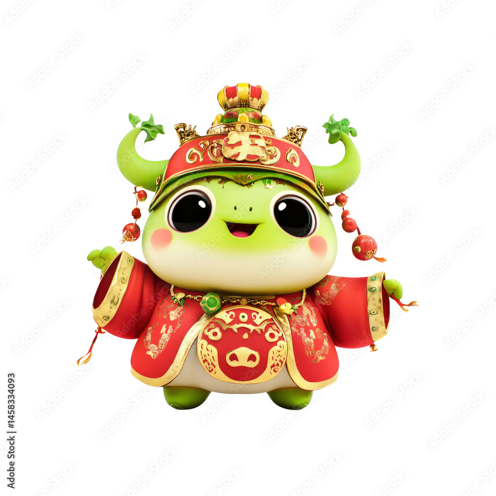 Adorable Frog God in Traditional Chinese New Year Attire