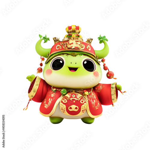 Adorable Frog God in Traditional Chinese New Year Attire