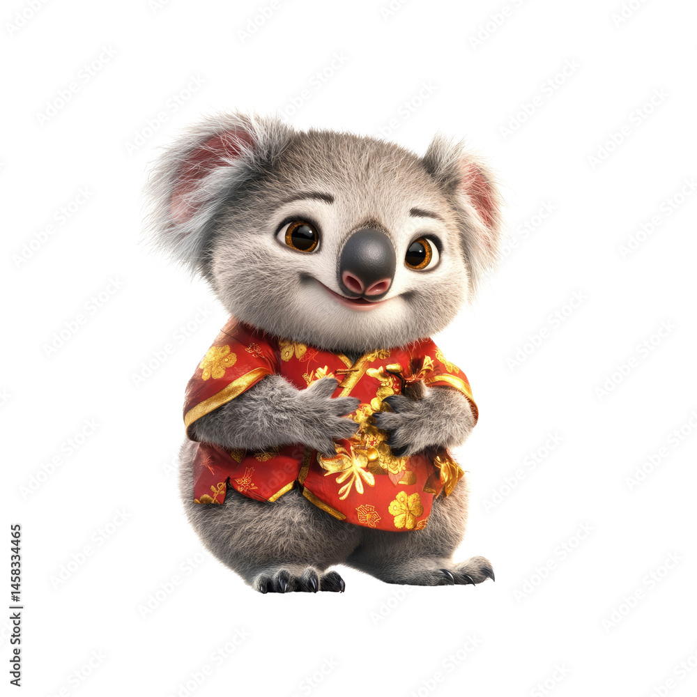 Adorable Koala in Traditional Chinese Clothing, Lunar New Year