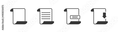 File label sketch. File formats in flat design. Hand drawn vector white and black outline line.