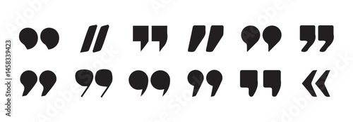 Set of quote mark. Quotes icon vector set. Quotemarks outline, speech marks, inverted commas or talking marks collection. black quotes icon set.  inverted commas symbol. vector illustration eps 10.