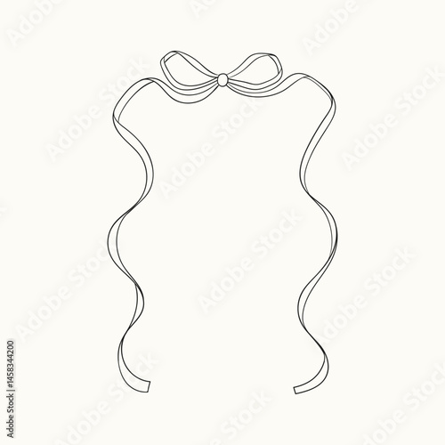 Retro frames made of ribbons and baets. Vector simple hand drawn illustration.