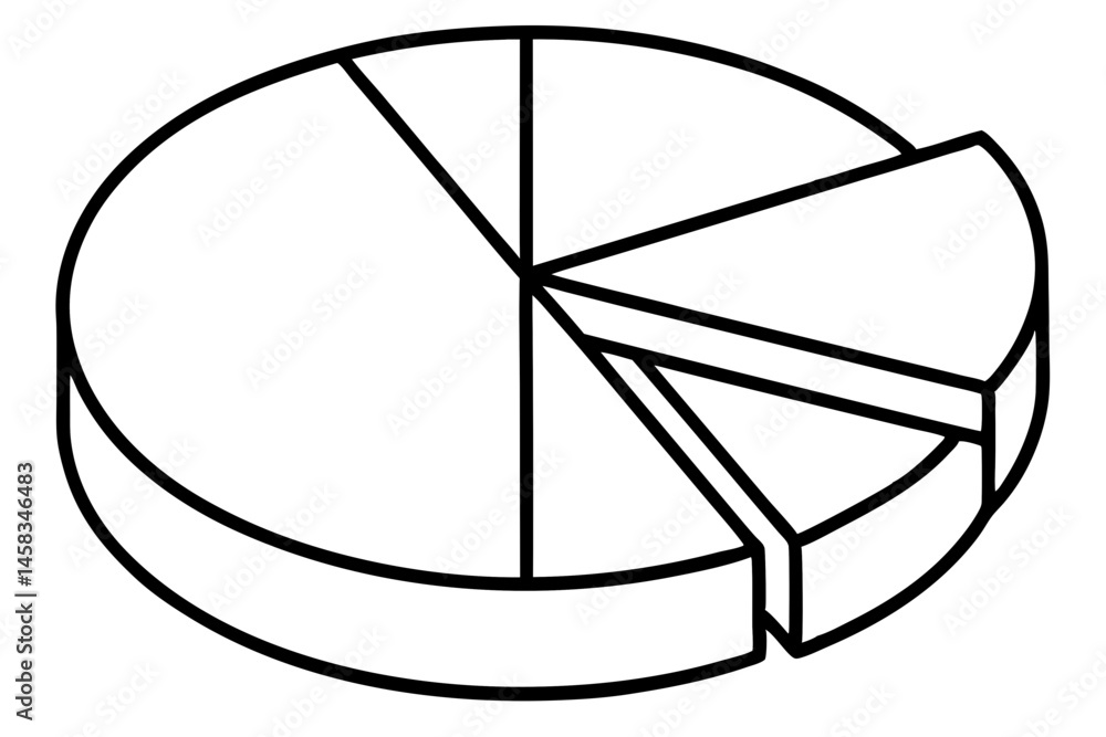 Pie Chart Line Art Vector Illustration Pie Chart Line Art Vector Illustration