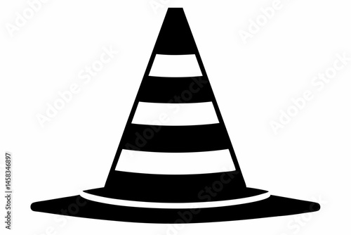 Traffic Cone Silhouette Vector Illustration 