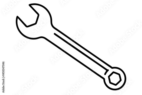 Wrench Line Art Vector Illustration 