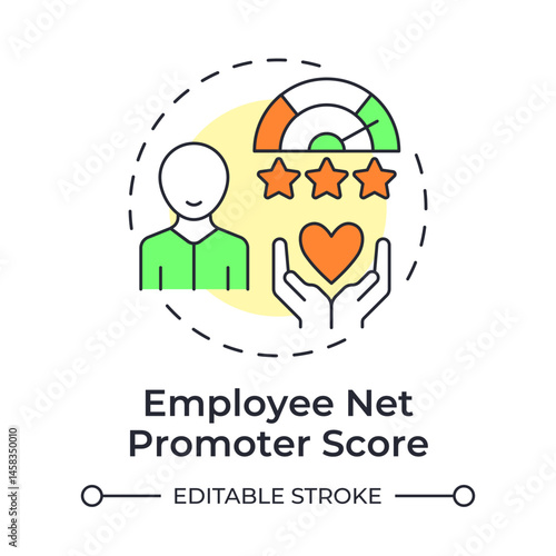 Employee net promoter score multi color concept icon. Measure workforces loyalty. Performance and engagement. Round shape line illustration. Abstract idea. Graphic design. Easy to use blog post