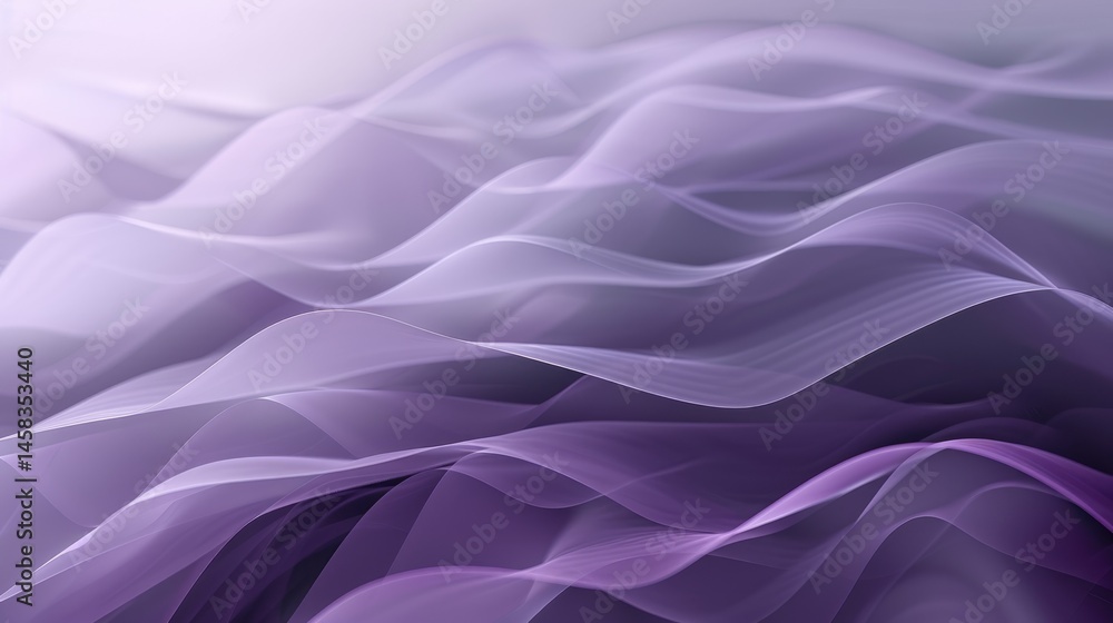 Obraz premium Abstract purple flowing wave layers. Digital artwork of wavy pattern of gradient purple watercolor with fabric texture. Modern digital design for poster. Motion shot of colorful fluid waving. AIG51.