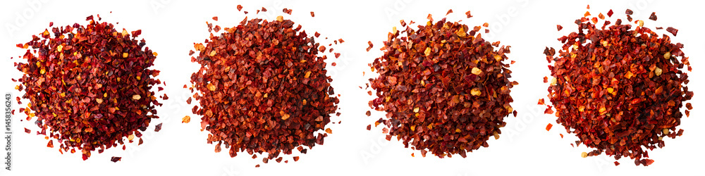 Ground chili pepper spice in piles. Ground chili pepper spice in piles.
