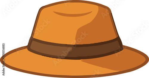 A brown fedora-style hat with a wide brim and a darker brown band, often associated with fashion, outdoor adventures, or vintage aesthetics