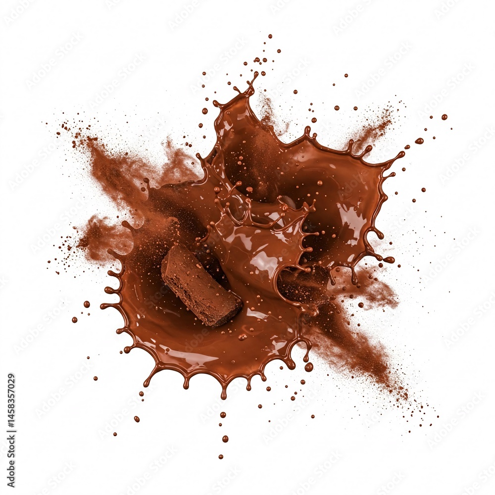 Splash of melted chocolate with chocolate chip cookie pieces, Splash of melted chocolate with chocolate chip cookie pieces,