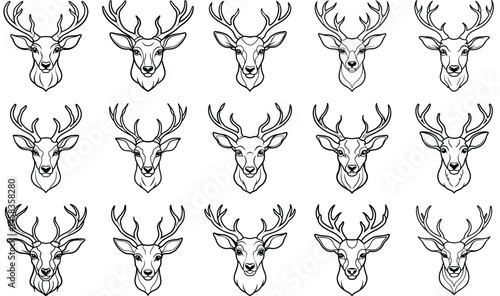 Deer head vector set 