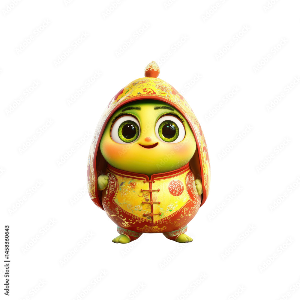 Adorable Animated Chinese New Year Character in Traditional Clothing