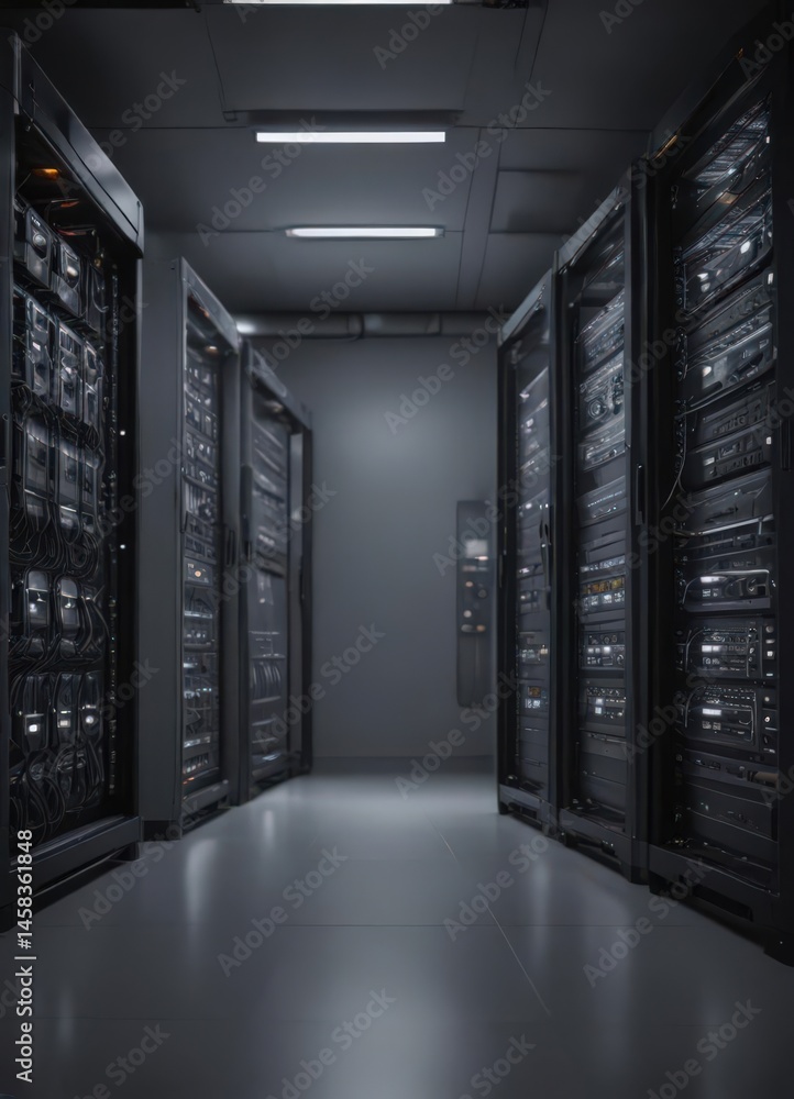 Brightly lit server room, dense with equipment, web, network, data Brightly lit server room, dense with equipment, web, network, data