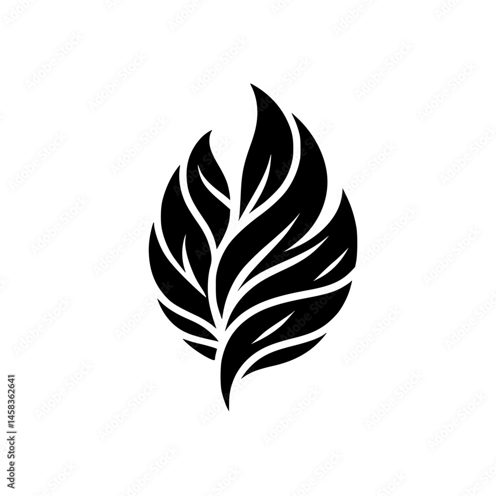 Fototapeta premium Minimalist Leaf Logo: Black and White, Nature Icon for Branding