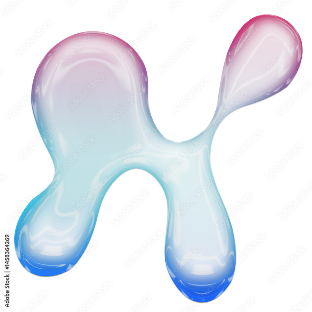 Fototapeta premium Abstract liquid bubble with a fluid, iridescent surface on a transparent background. Perfect for modern design projects, tech branding. 3D liquid Bubble.