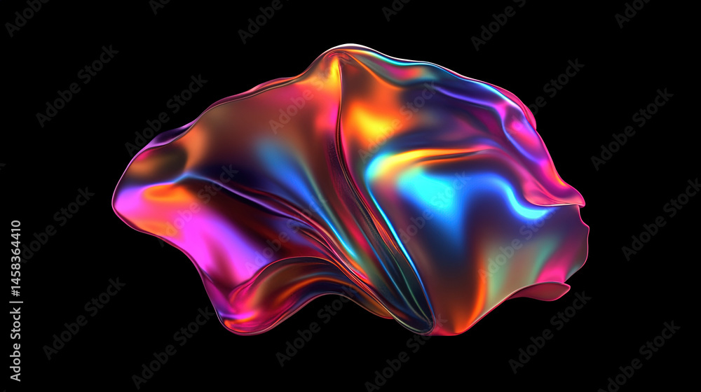 Obraz premium Abstract iridescent glass sculpture on a dark background studio shot with dynamic lighting and smooth surface reflection for modern art