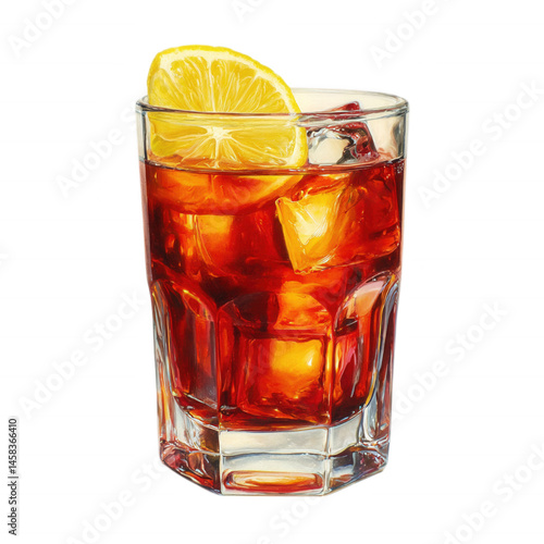 Wallpaper Mural Cold Iced Tea with Lemon Slice on Transparent Background Torontodigital.ca