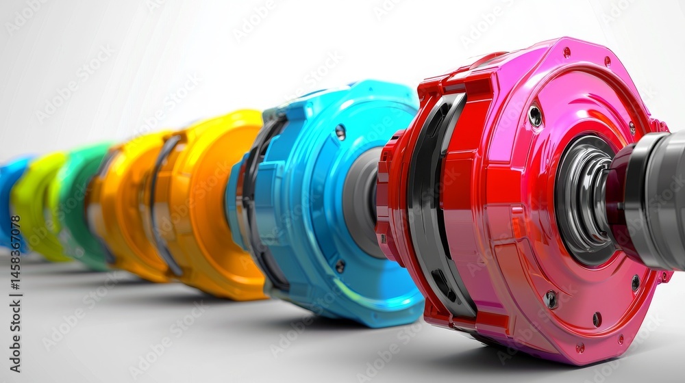 Fototapeta premium A vibrant display of colorful mechanical components in a modern design.