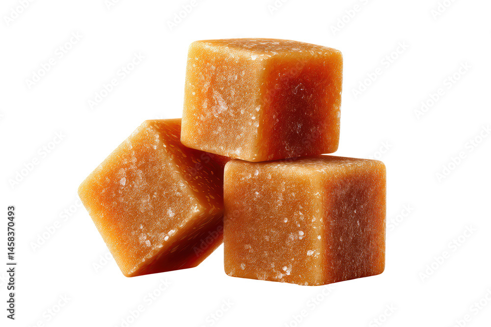 Stack of caramel candy cubes isolated on white background Stack of caramel candy cubes isolated on white background