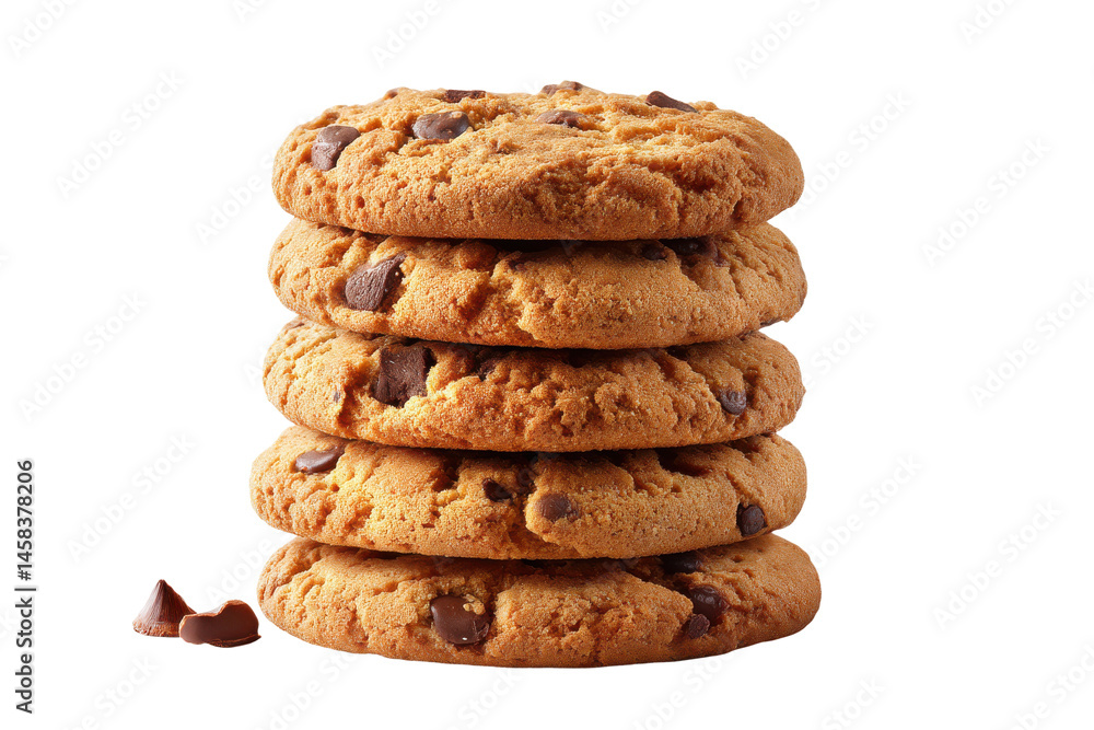 Stack of chocolate chip cookies, isolated on transparent background Stack of chocolate chip cookies, isolated on transparent background