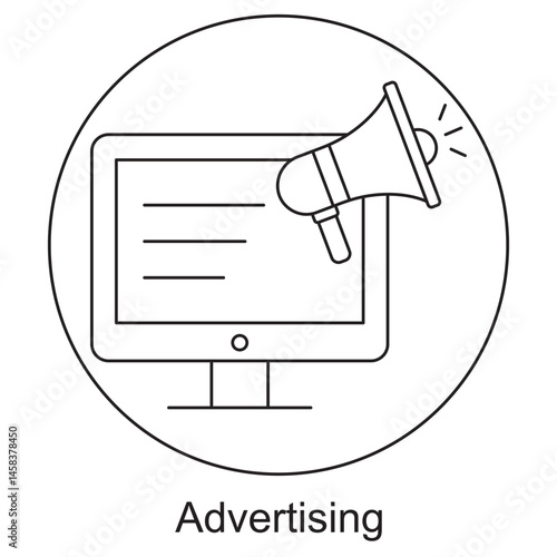 Advertising icon, Mastering Modern Advertising: Strategies That Convert, Creative Campaigns: Unlocking the Power of Advertising, vector