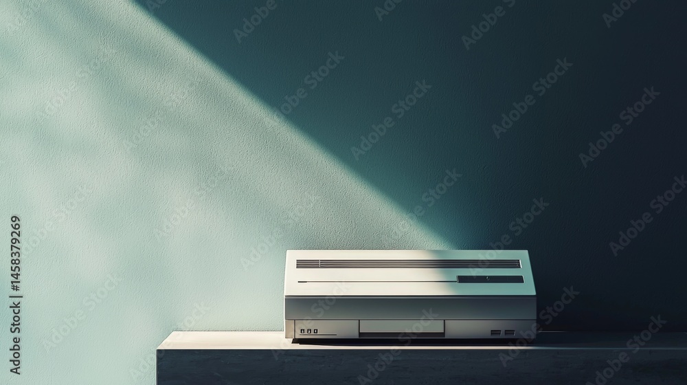 Modern device showcasing sleek design with light shadow effect in a minimal setting.