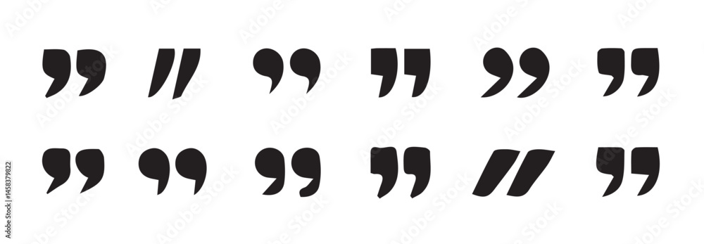 Set of quote mark, quotes icon vector sign design. Black quotes icon. Speech mark symbol.Speech mark. inverted commas symbol. vector illustration eps 10. Set of quote mark, quotes icon vector sign design. Black quotes icon. Speech mark symbol.Speech mark. inverted commas symbol. vector illustration eps 10.