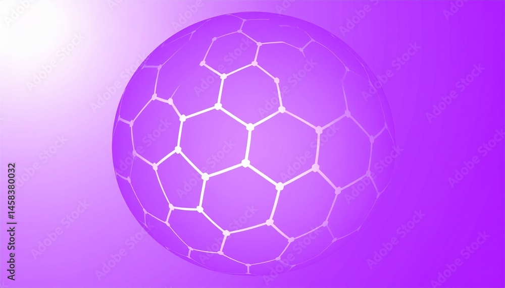 Fototapeta premium Abstract Purple Sphere with Hexagonal Pattern Geometric Background Design for Technology or Science