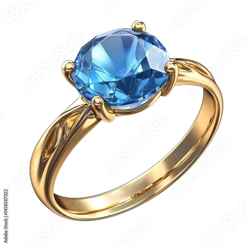 Elegant gold ring with a large blue gemstone a beautiful piece of jewelry
