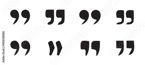 Set of quote mark. Quotes icon vector set. Quotemarks outline, speech marks, inverted commas or talking marks collection. Quotation signs isolated on white background. Vector illustration eps 10.