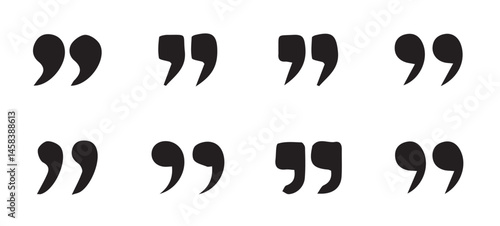 Set of quote mark. Quotes icon vector set. Quotemarks outline, speech marks, inverted commas or talking marks collection. Quotation signs isolated on white background. Vector illustration eps 10.