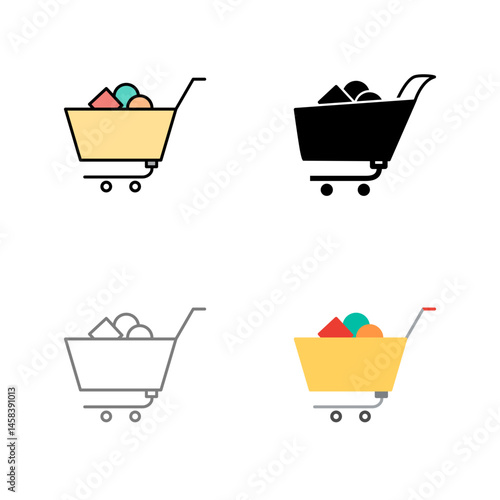 Unique Shopping Cart II Vector Icon